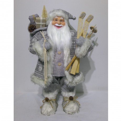 Santa Standing/fur/led in Accessories 60cm-Grey/white
